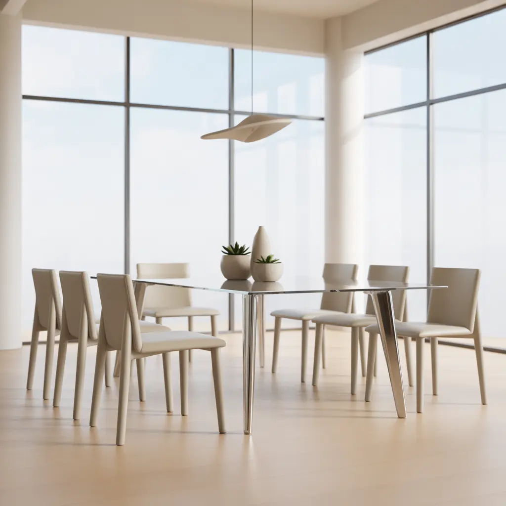 Glass dining table for openness