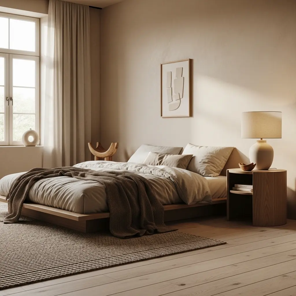 Minimalist Warm Neutrals Bedroom