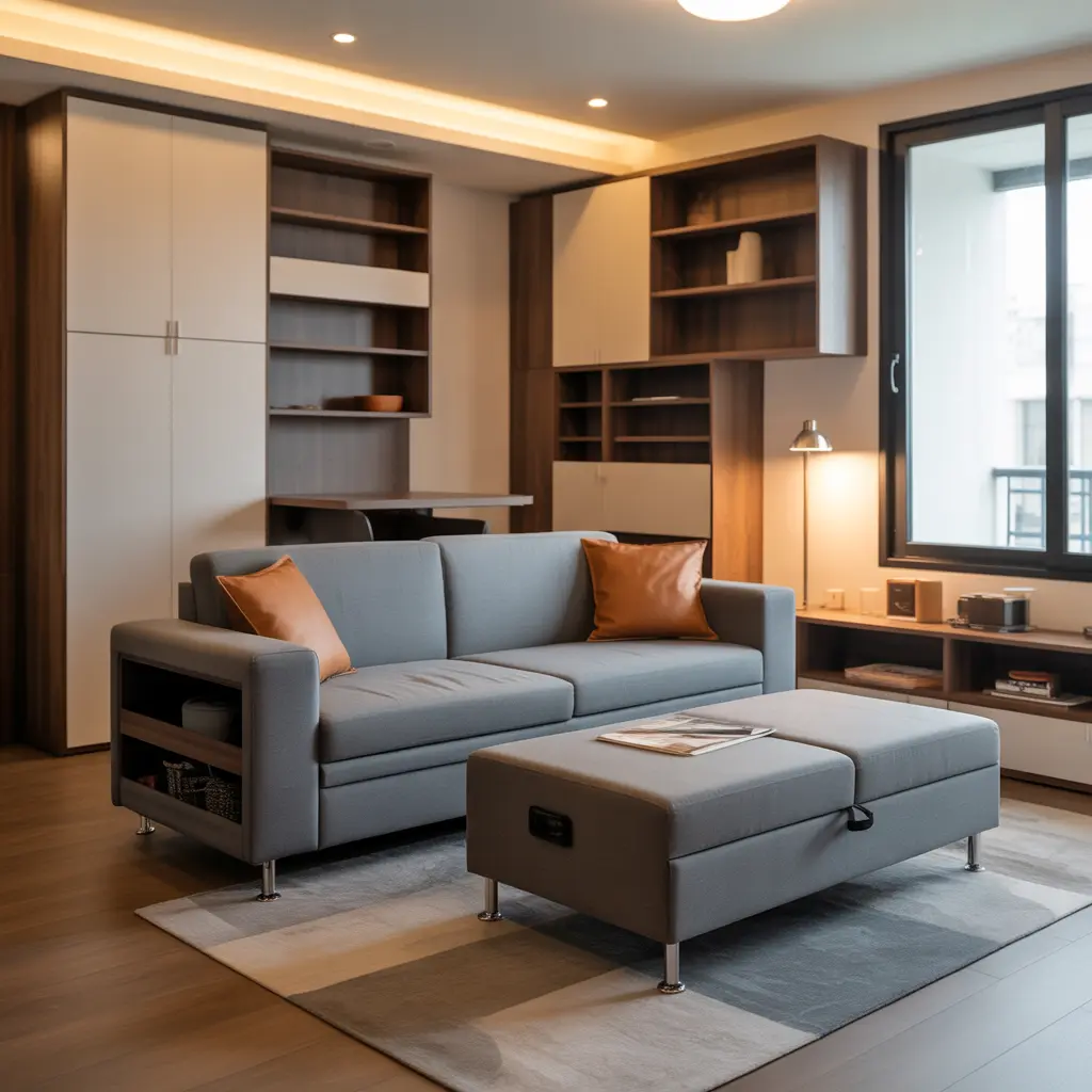 a-modern-compact-living-room-Multi-Functional Furniture Setup