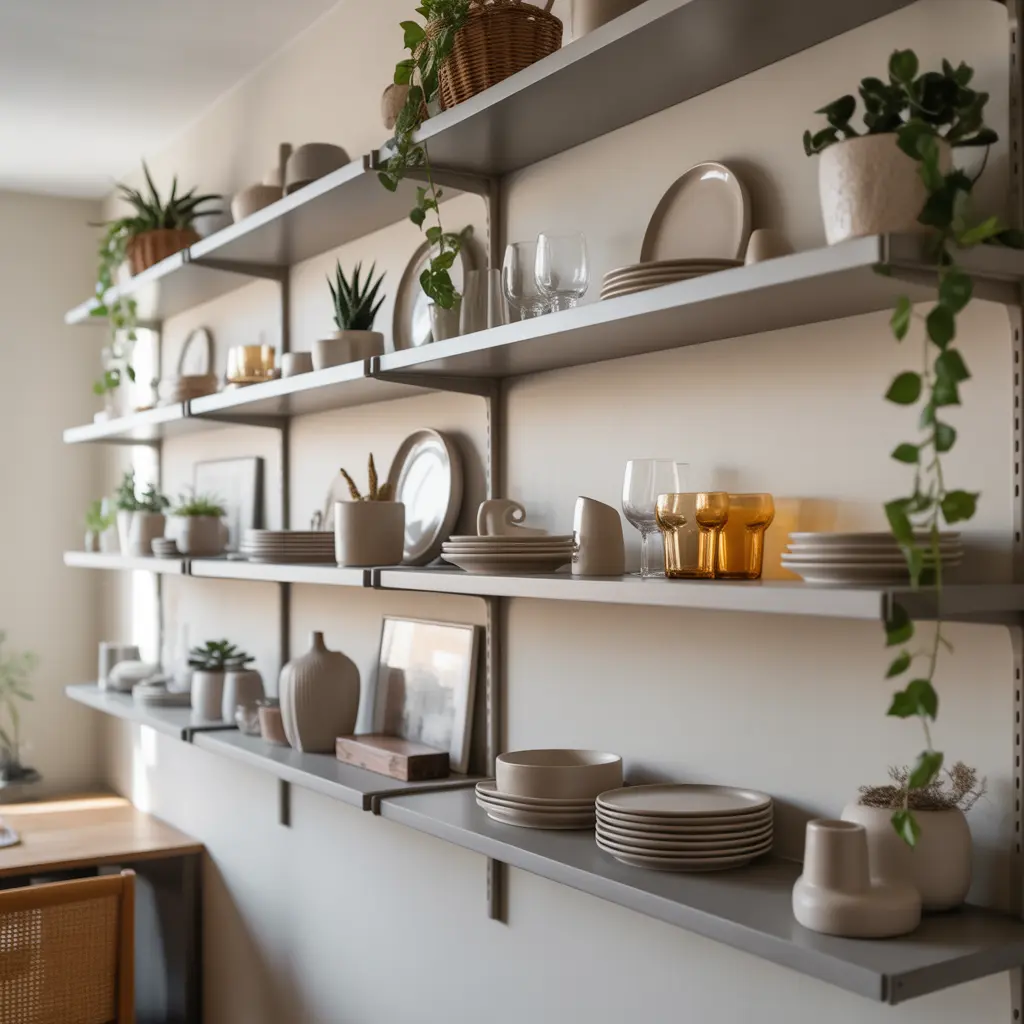 Open shelving for display and storage