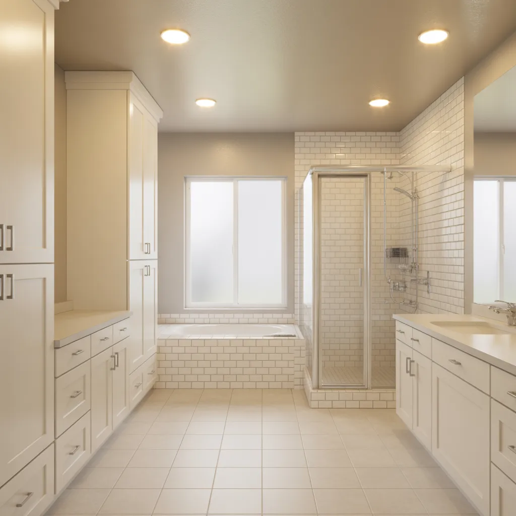 monochrome bathroom layout