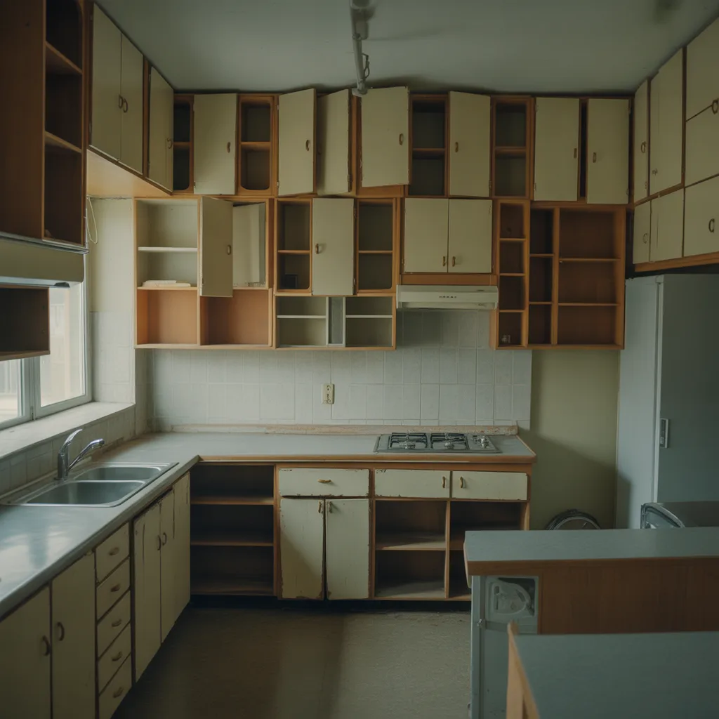 Kitchen showing outdated pendant lights with dim yellow glow creating uneven lighting across counters