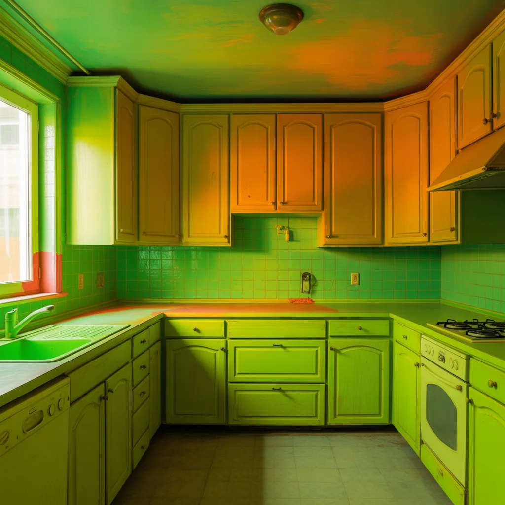 Kitchen with overly trendy metallic fixtures and bold hardware showing short-lived style