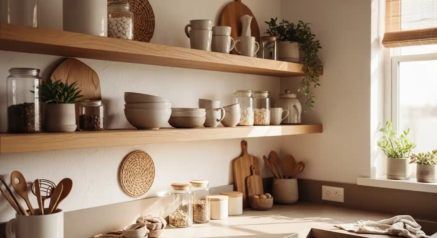 1. Open Wooden Shelving