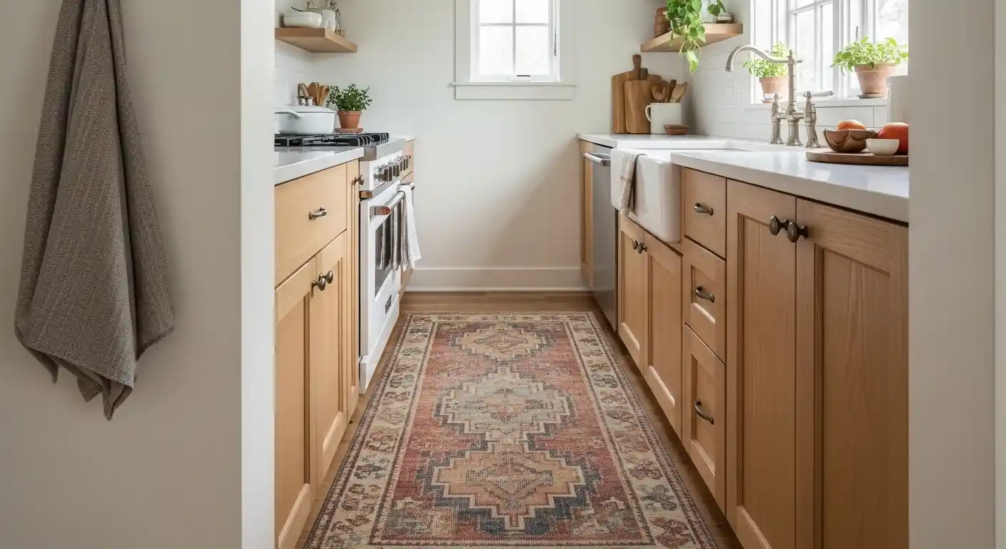 3. Vintage Rugs in the Kitchen