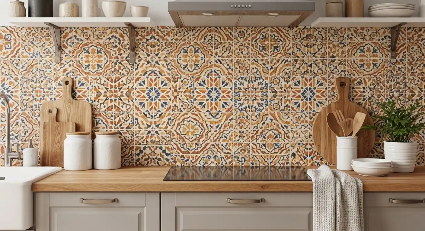 7. Patterned Tile Backsplash