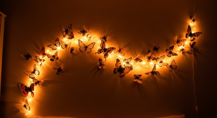 Butterfly Wall with Fairy Lights