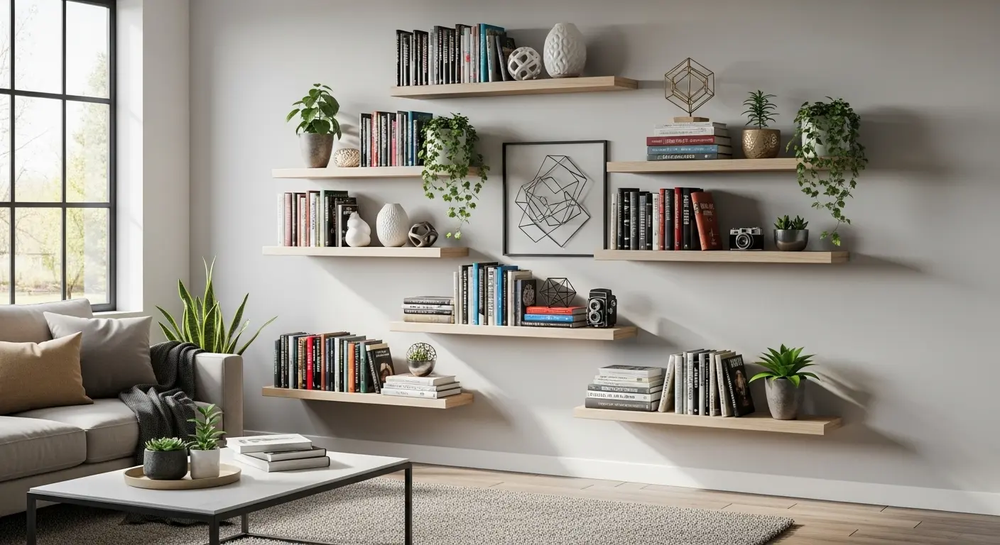 Colorful Wall Shelves with Styled Decor