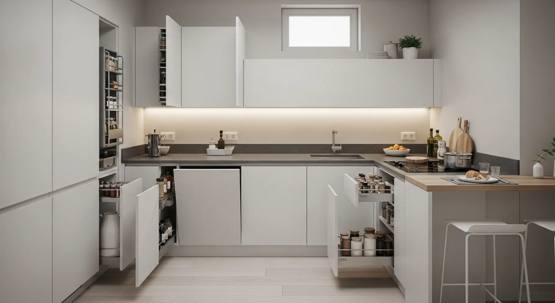 Compact Kitchen with Hidden Storage