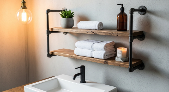 DIY Shelf with Pipes