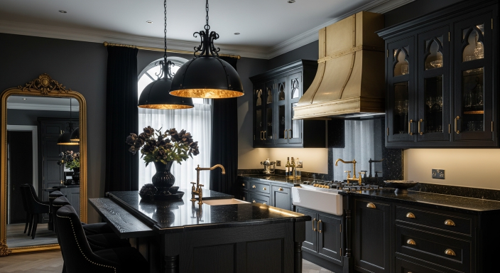 Dark Pendant Lights with Gold Accents