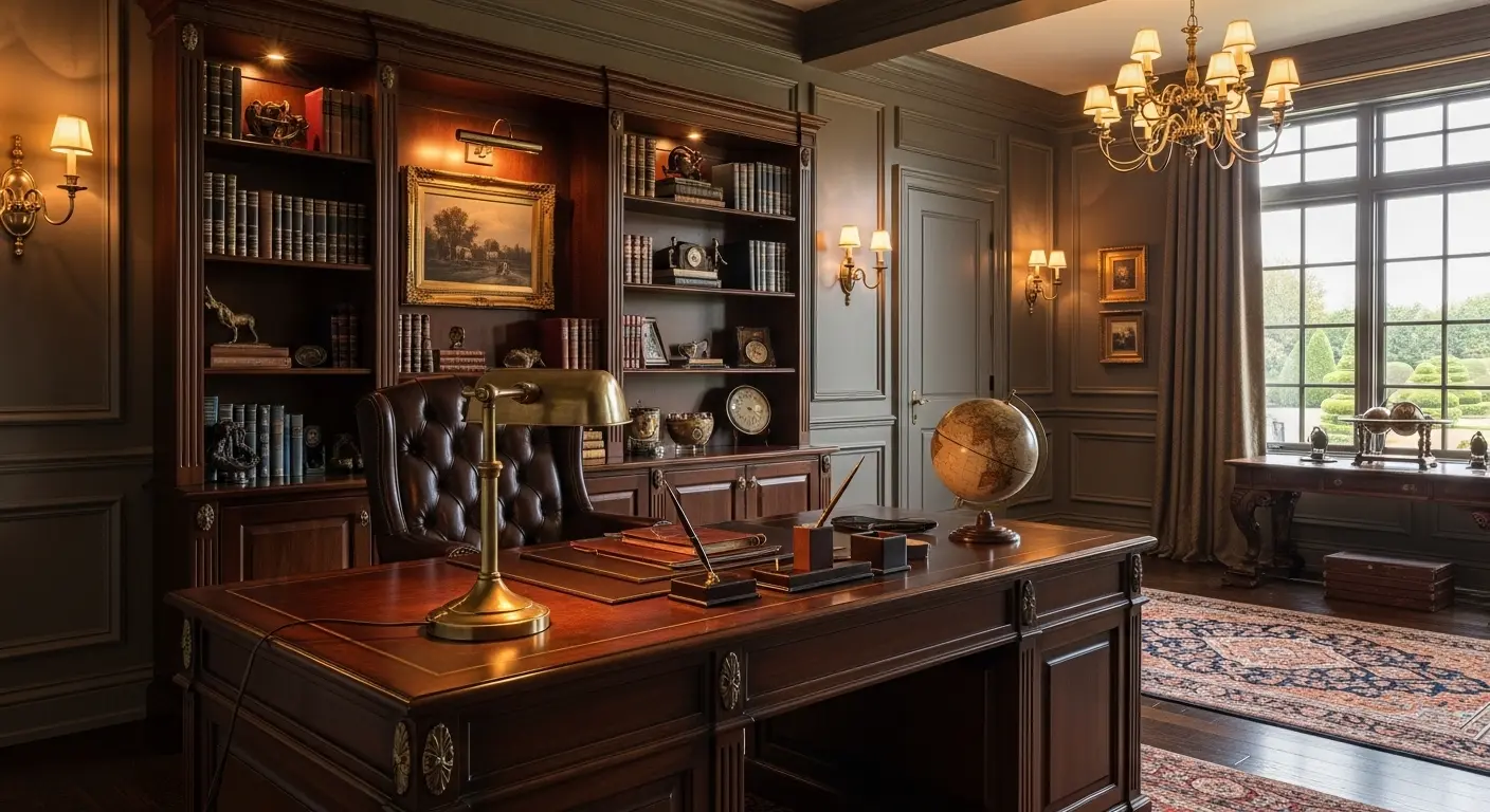 Executive Wood and Leather Setup