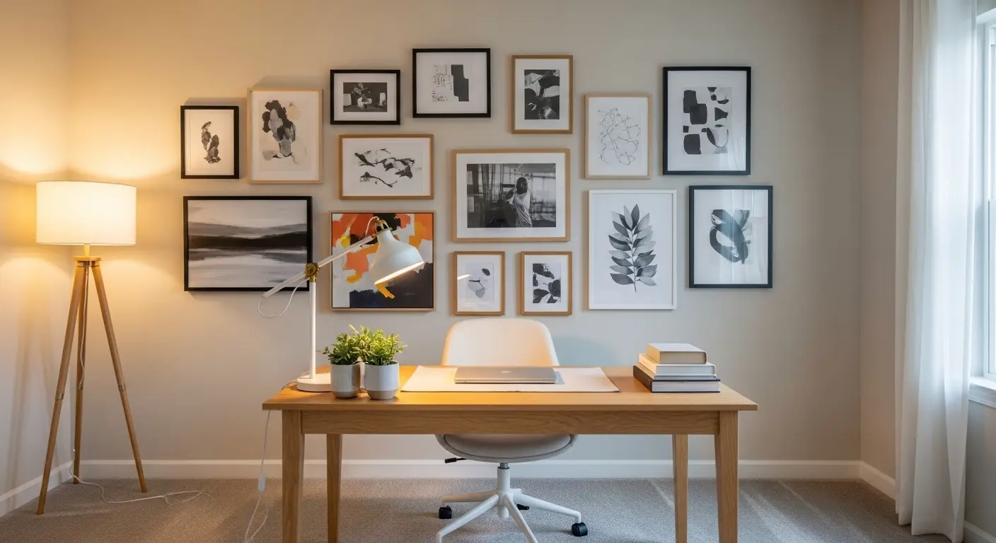 Feminine Office with Gallery Wall
