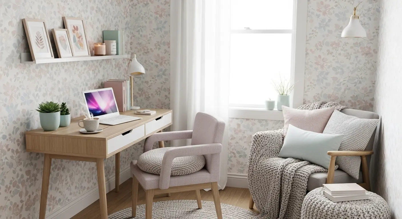 Floral Accent Office Nook