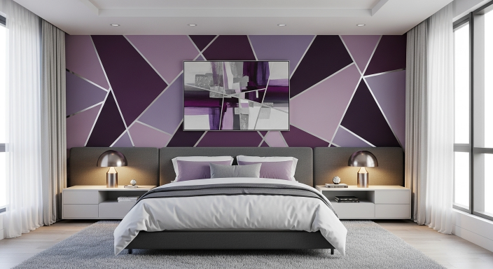 Geometric Purple Wall Design