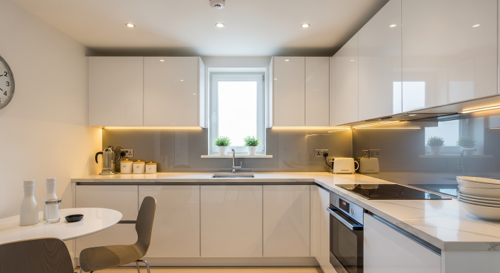 Glossy Cabinets for Reflective Light