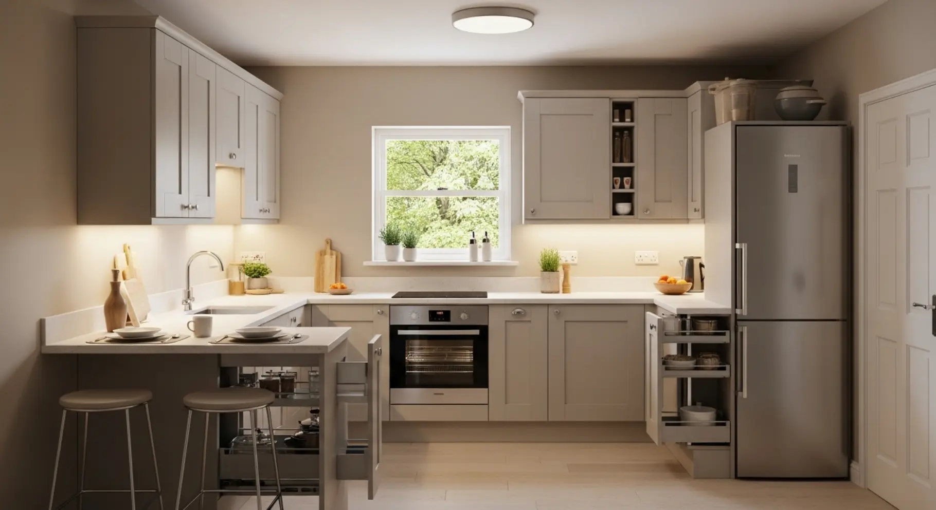 L-Shaped Layout with Corner Storage