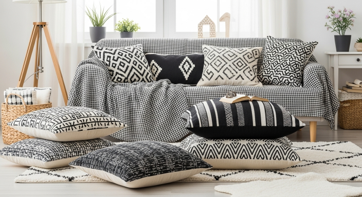 Layered Black and White Textiles