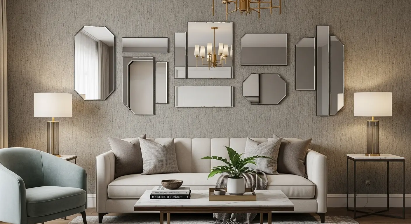 Mirror Wall with Textured Backdrop