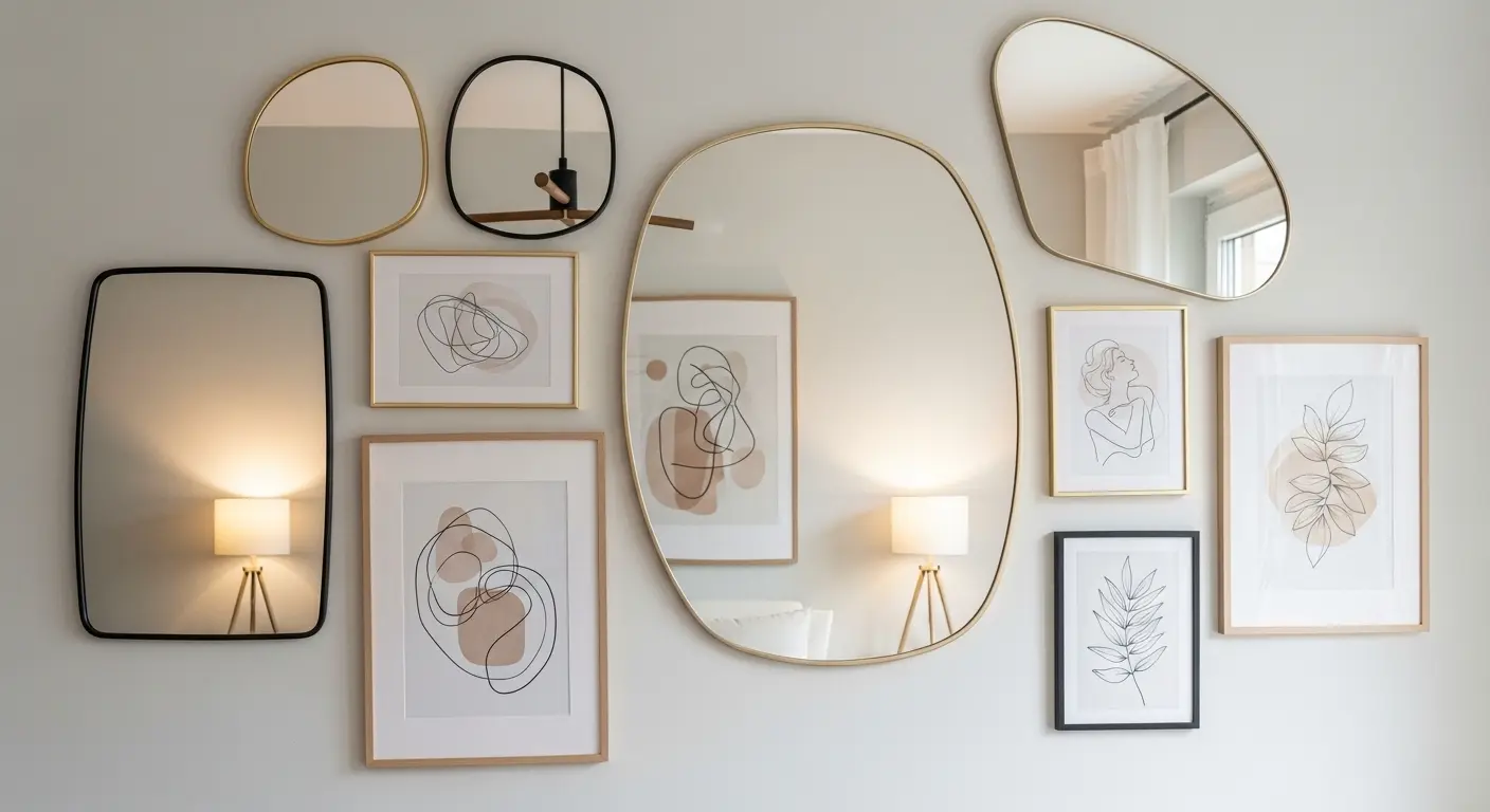 Mirror and Artwork Combination Wall