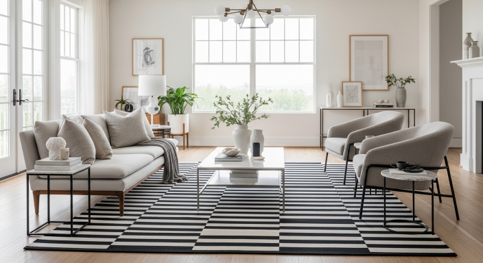 Monochrome Striped Rugs