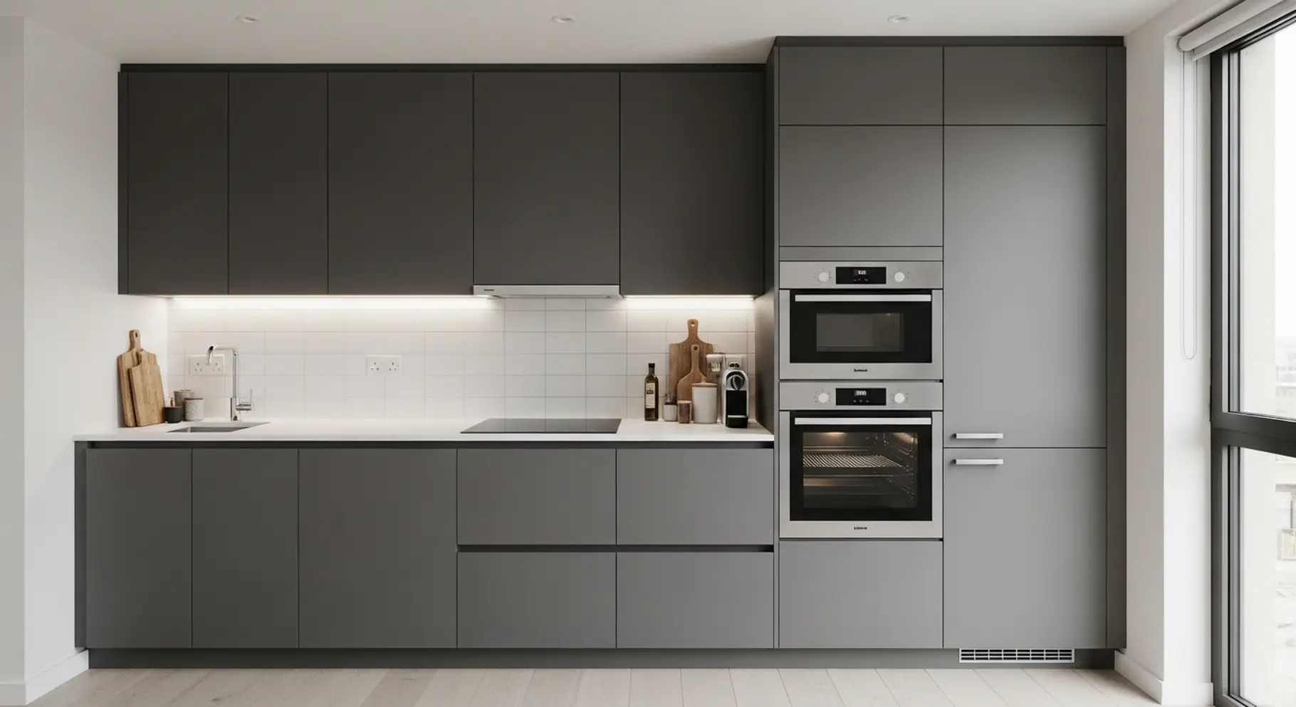 One-Wall Kitchen with Vertical Storage