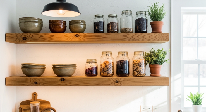 Open Wooden Shelving
