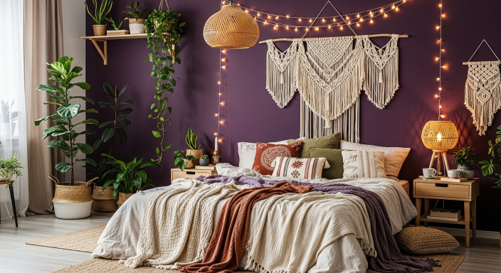 Purple Boho Style Bedroom