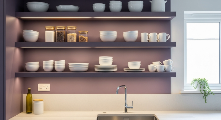 Purple Open Shelving