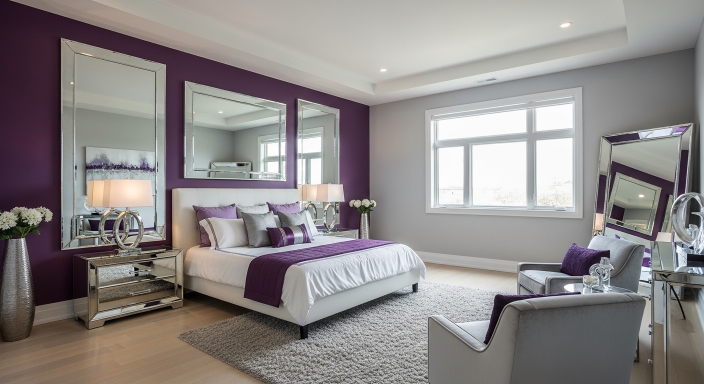 Purple Wall with Mirror Accents