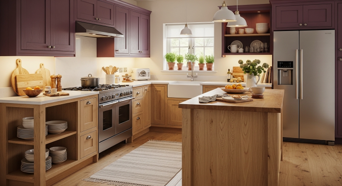 Purple and Wood Combination