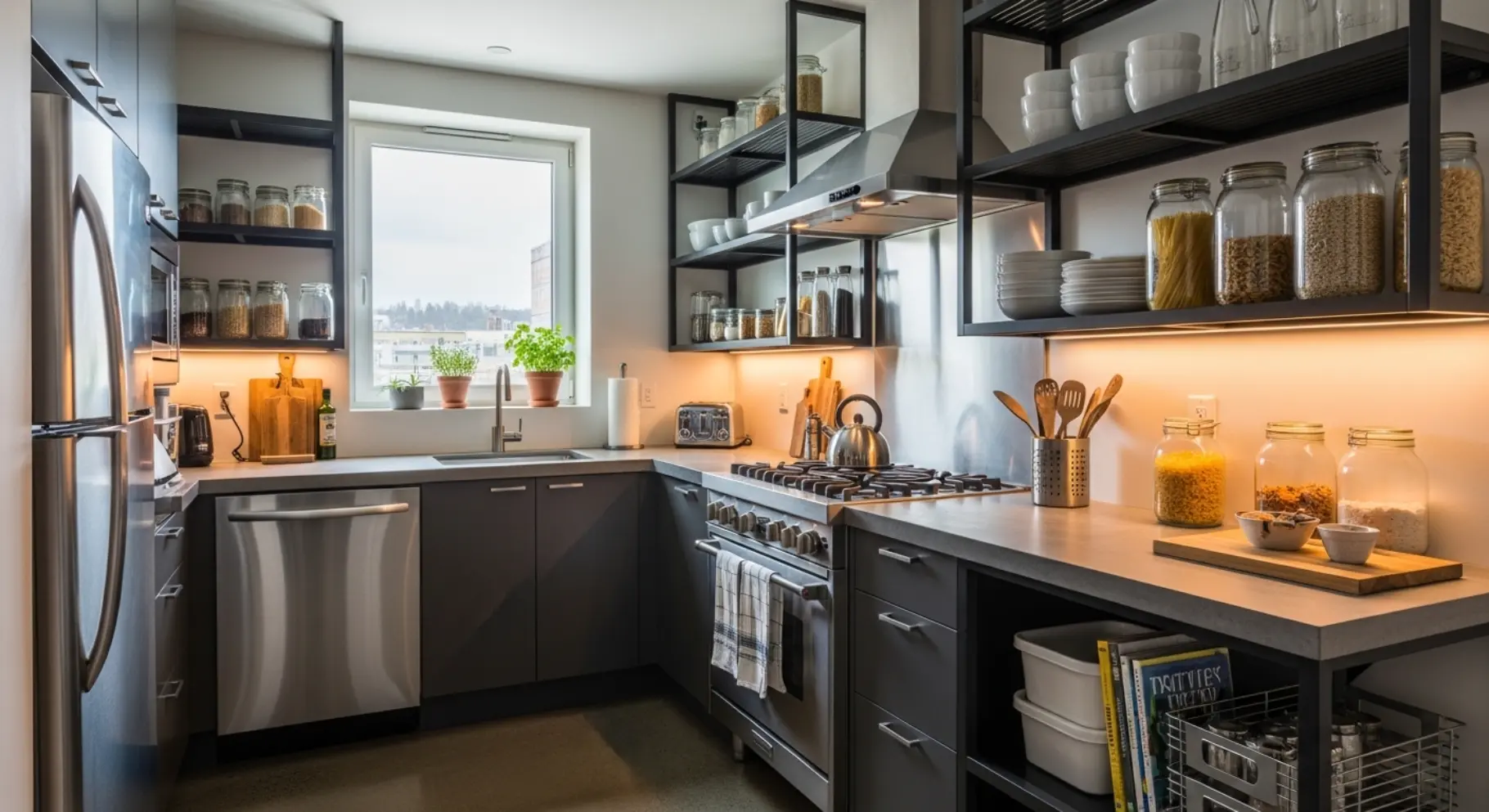 Small Kitchen with Open Rack System