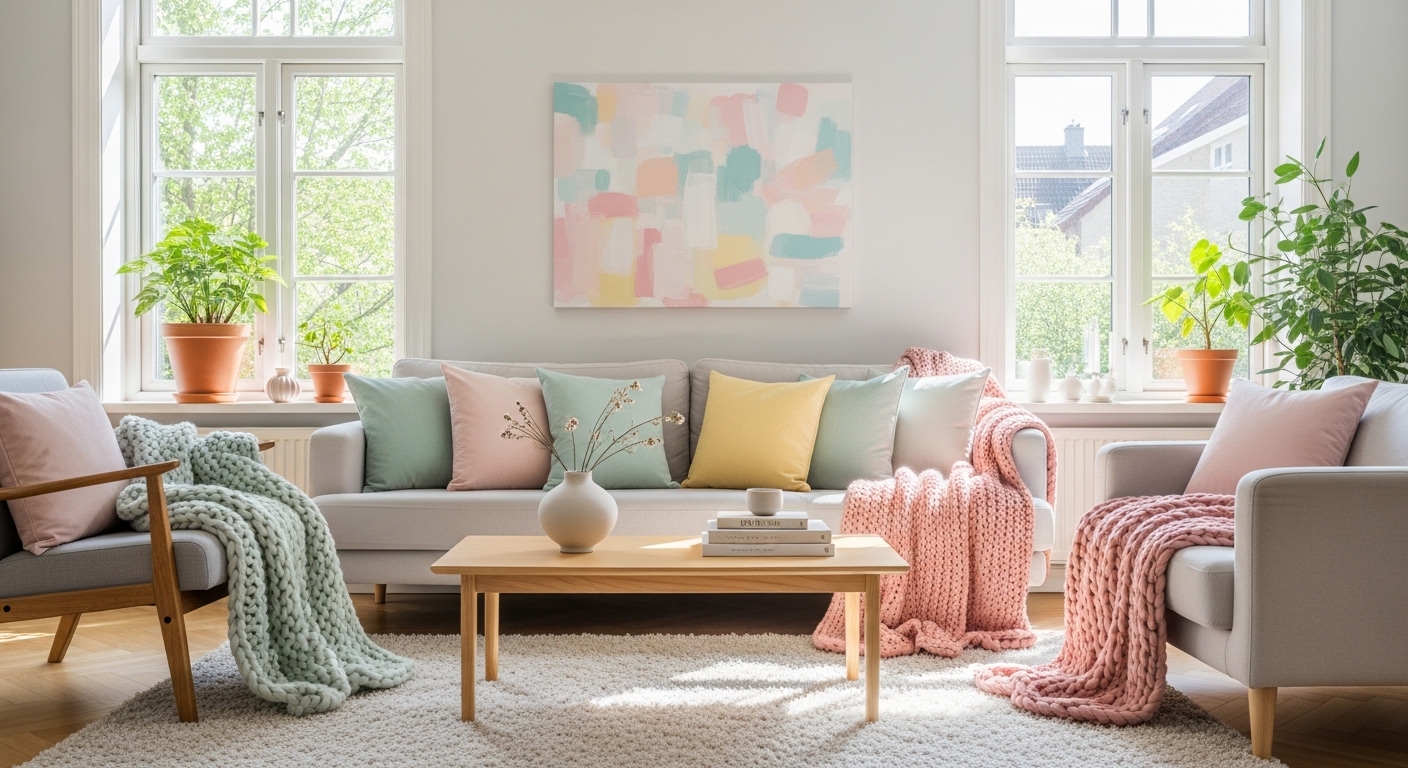 Soft Pastel Living Room Update