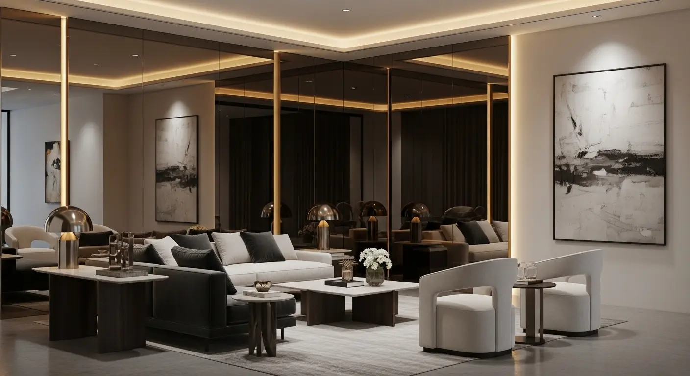 Tinted Mirror Wall Design