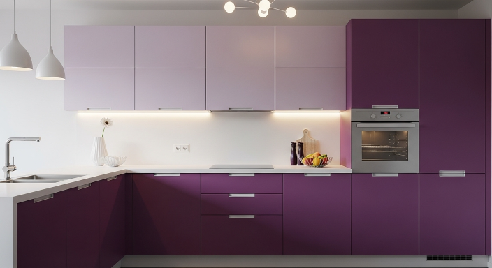 Two-Tone Purple Cabinets