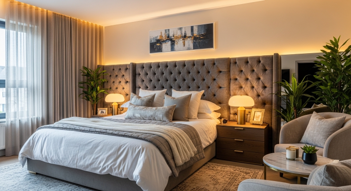 Upholstered Headboard Bed