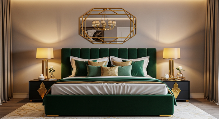 Velvet Upholstered Bed