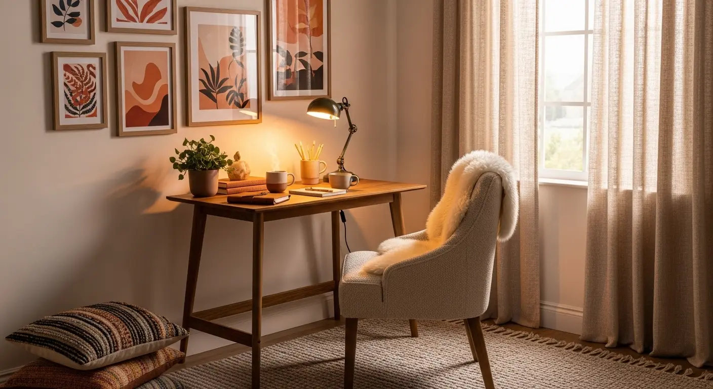 Warm Cozy Productivity Corner