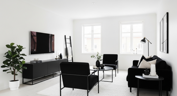 White Walls with Black Furniture
