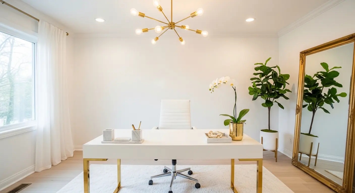 White and Gold Glam Office
