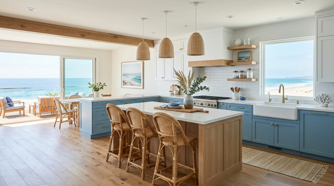 Coastal Blue Lower Cabinets