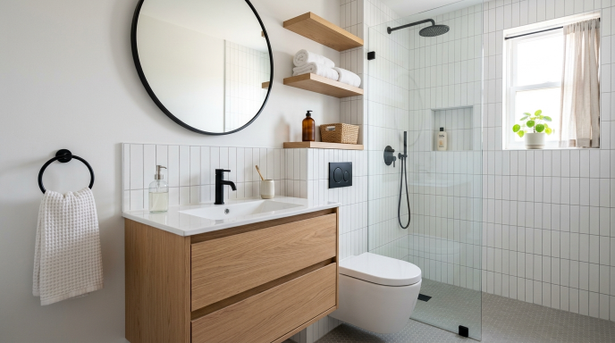 Compact Vanity with Hidden Storage