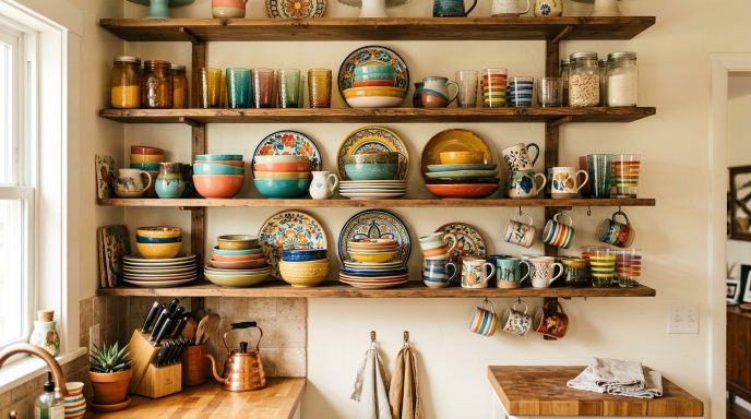 Eclectic Dishware Display