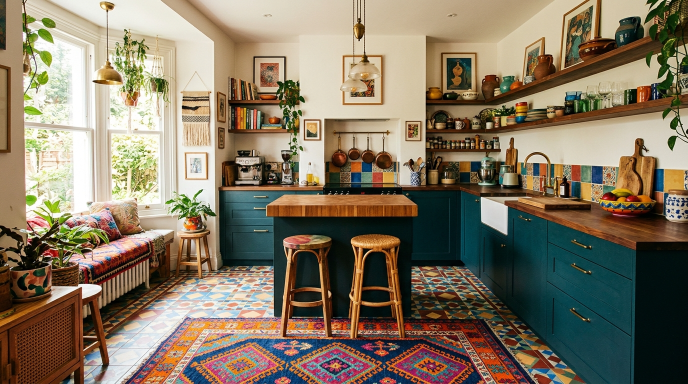 Statement Rug in Kitchen