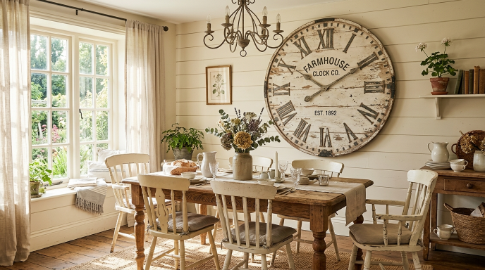 Farmhouse Clock With Distressed Finish