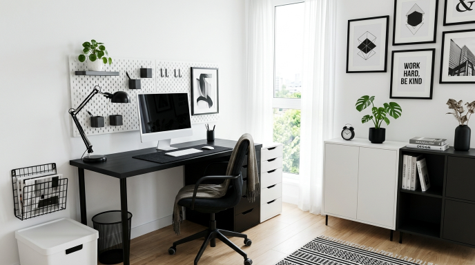 Ikea Black and White Office Style