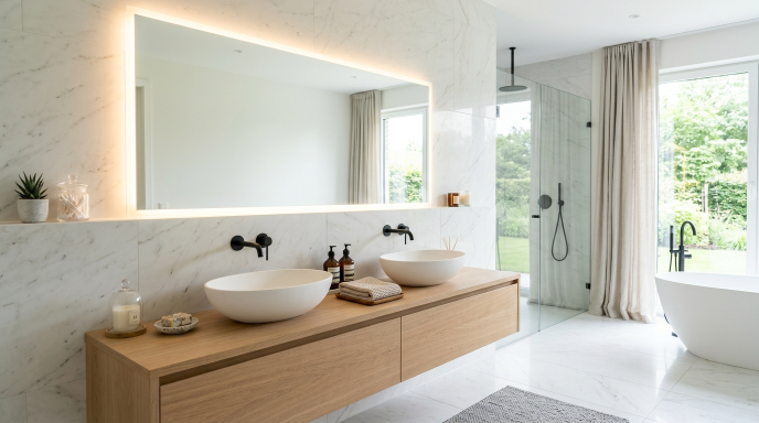. Large Mirror with LED Lighting