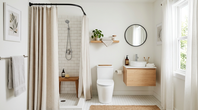 Light-Colored Shower Curtains