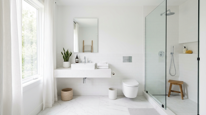 Minimalist White Bathroom