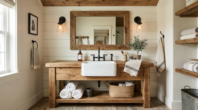 Rustic Wooden Bathroom Vanity